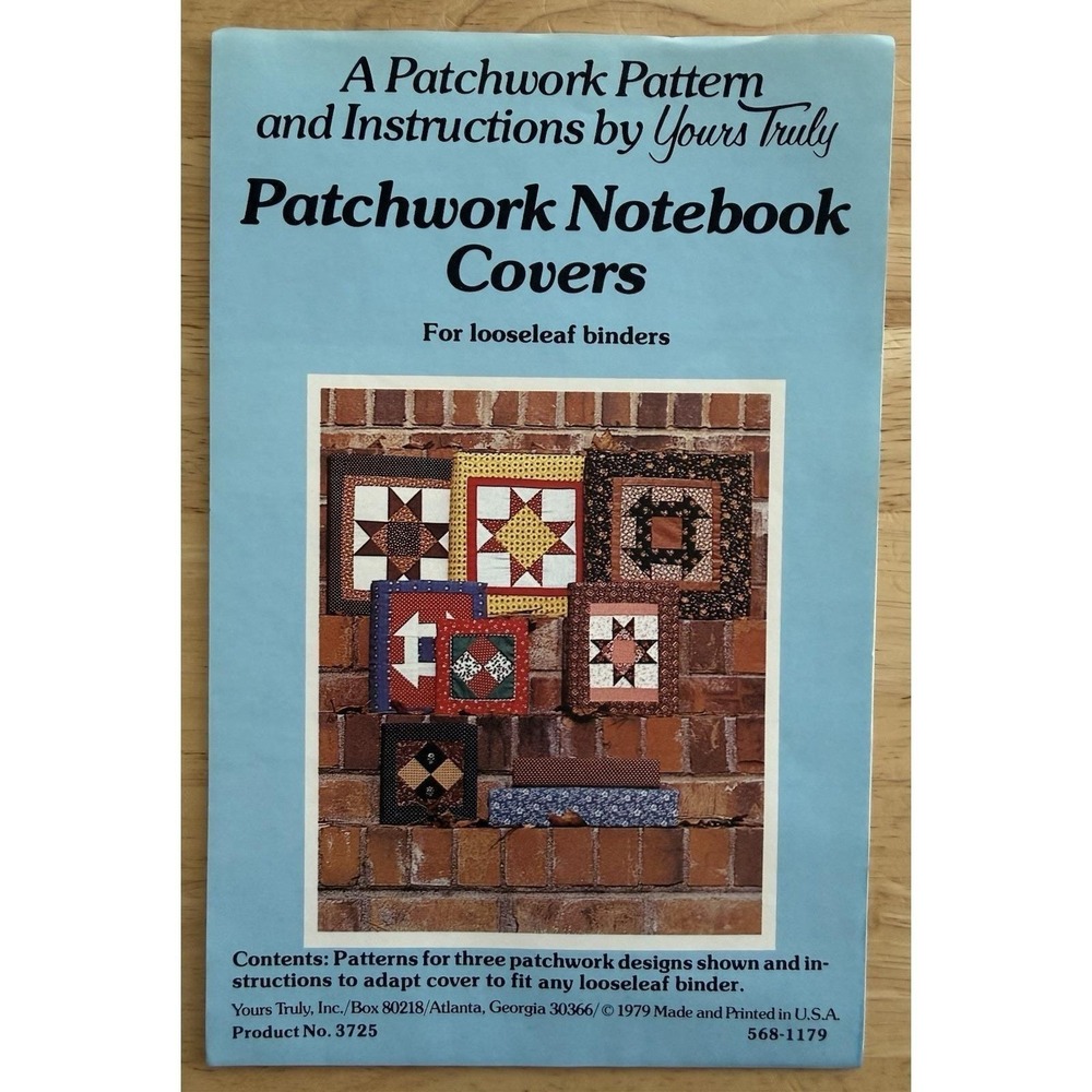 Pattern PATCHWORK NOTEBOOK COVERS # 3725 Yours Truly 3 DESIGNS 1979 VTG UNCUT
